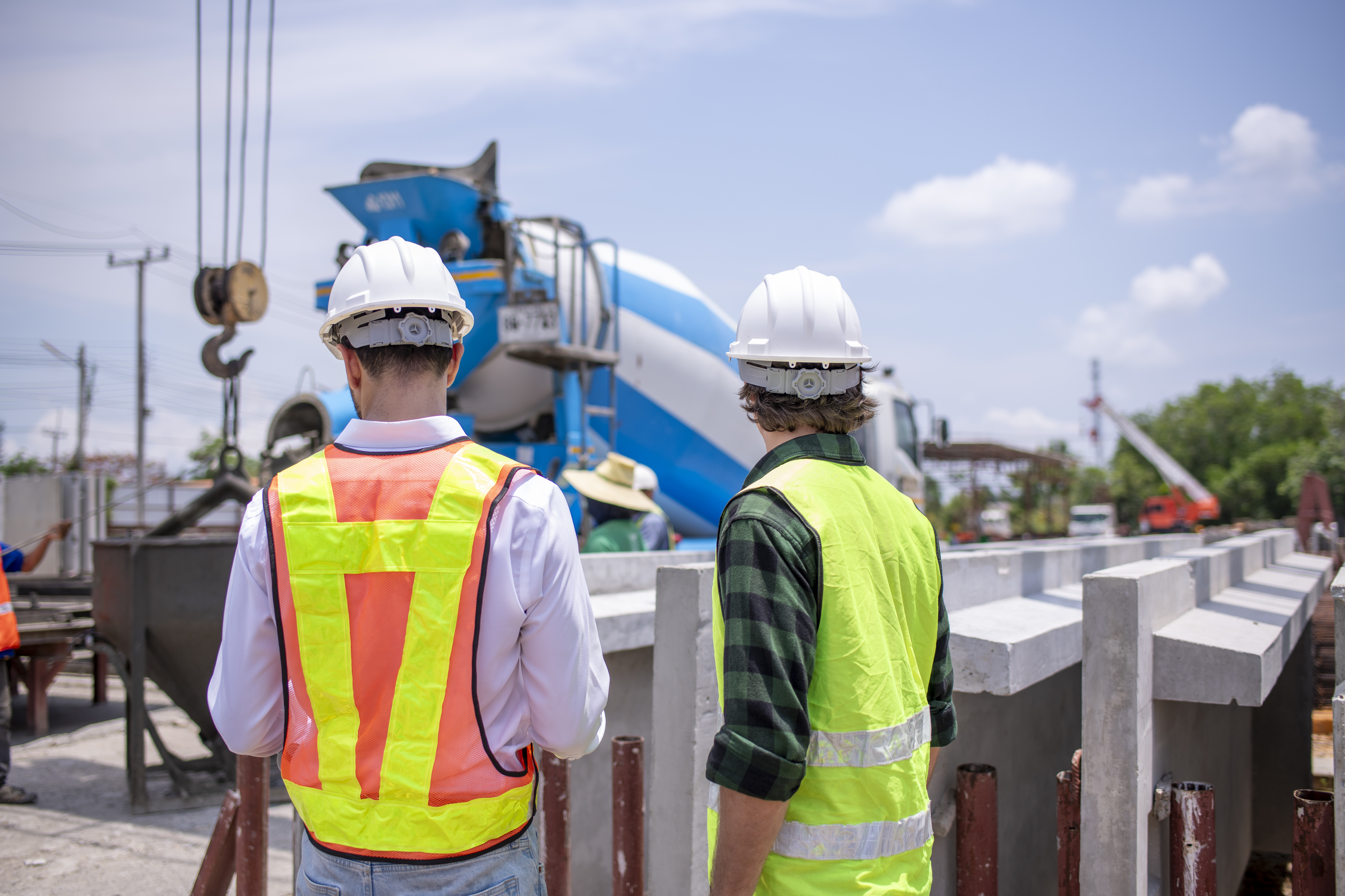 two men on a construction site